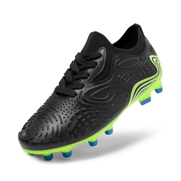 Kids Contoured Upper Soccer Shoes - BLACK NEON GREEN -  0